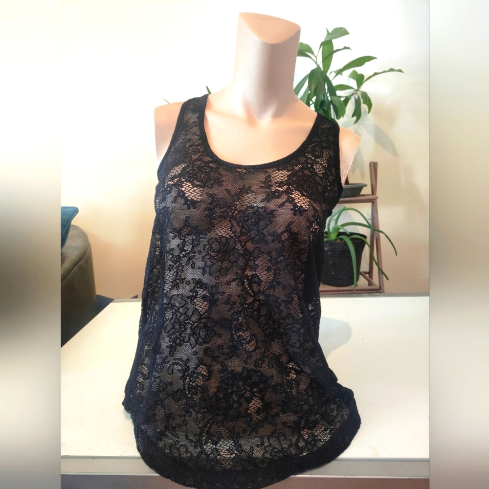 Monk & Lou Black Lace Tank Top